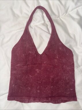 Burgundy Pink Ribbed Halter Top - Out From Under